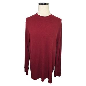 Timberland Burgundy Waffle Knit Thermal Long Sleeve Shirt XL